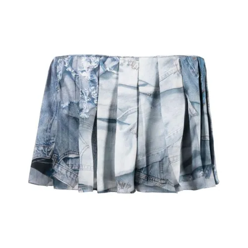 NATASHA ZINKO Джинсовые короткие юбки Женские Светло-синие