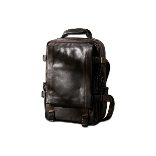 Back Step Первый слой Масляный воск Коровья кожа Натуральная кожа Рюкзак Обычный Унисекс Черный