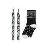 Рекомендуемый размер 2 Белый подкладочная ткань Пейсли шнурки + Черный Пейсли носки, 1 упаковка в комплекте