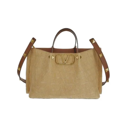 Valentino Хлопок Тоут Сумка Сумка для покупок Сумка через плечо Сумка среднего размера Женская Светлый умбра