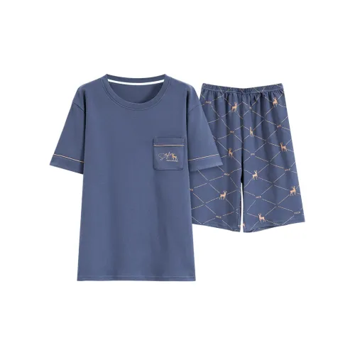 HUAJIDEGUSHI 100% хлопок Мужской Летний Короткий рукав Шорты 100% хлопок Повседневный Однотонный Students Men's