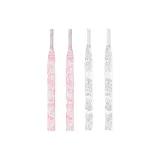 3M Светоотражающий Белый Пейсли + Светло-розовый Макарон Пейсли Шнурки, 1 пара в комплекте