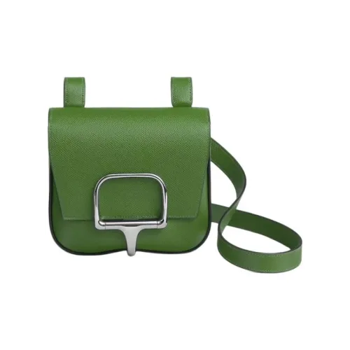 HERMES Della Cavalleria Epsom Телячья кожа Сумка через плечо Сумка на плечо Мини Женская A8 Yuka Лента Зеленая