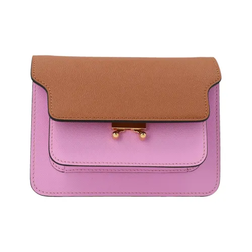 MARNI Основная часть Телячья кожа Сумка через плечо Сумка на плечо Женская Фиолетовая и Коричневая