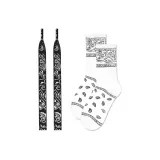 Черная основа с серебряным пейсли + белый пейсли, носки, 1 упаковка