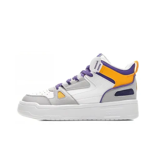 QIAODAN Амортизация Износостойкий MID Топ Скейтборд Кроссовки Мужские Белые Серые