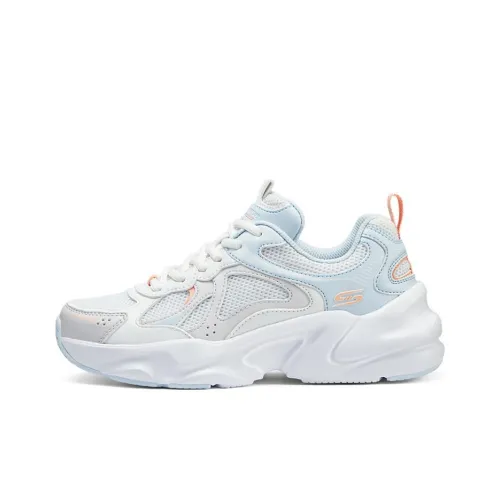 Skechers Низкий Топ Толстая Подошва Кроссовки Женские Белые Апельсиновые