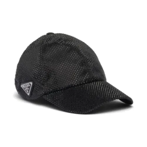 PRADA Хлопок Синтетический Кристалл Эмаль Кепки Женские Черный