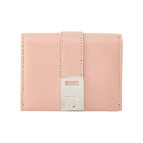 FERRAGAMO GANCINI Smooth Calfskin Wallet Women's Nylund Pink