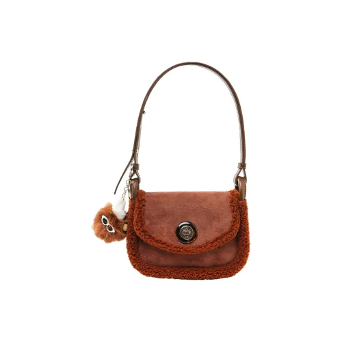 Bywhich Искусственная кожа Плюшевый Седло Сумка Портативная Сумка через плечо Сумка через плечо Стандартная Женская Коричневая