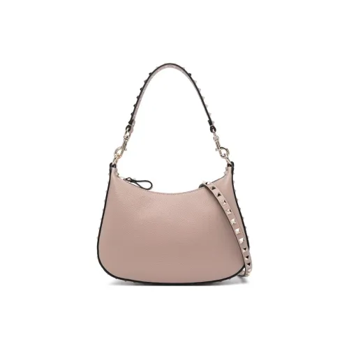 Valentino Rockstud Телячья кожа с рельефом Хобо Сумка Сумка Сумка через плечо Женская Розовая