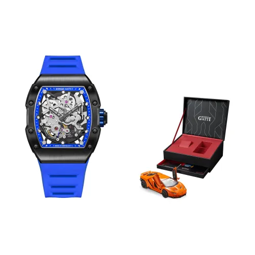 BONEST GATTI Phantom Time Автоматический Механический Механизм Резиновый Ремешок Часы Мужские Часы Черепный Циферблат