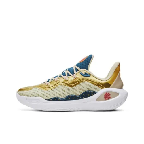 Under Armour Curry 11 Баскетбольные кроссовки Низкий Топ Синий Золото Мужской