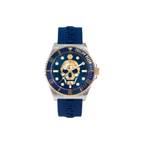 PHILIPP PLEIN Наручные часы Кварцевый механизм Силиконовый ремешок 44 мм Синий циферблат Мужские часы