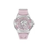 Розовый циферблат часов