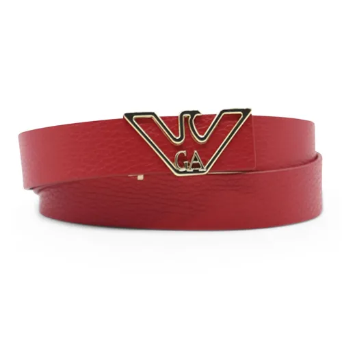 EMPORIO ARMANI Металлическая деталь плавная застежка кожаные ремни женские красный ширина 3 см