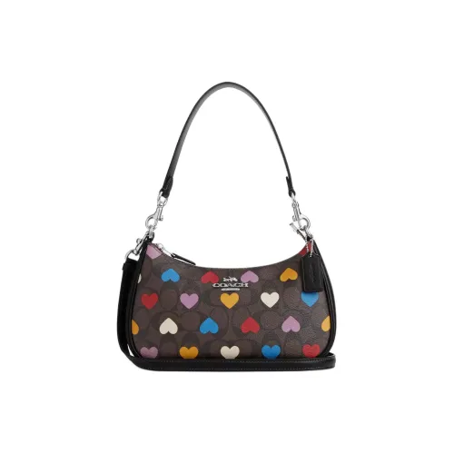 COACH Teri Холст и Кожа Сумка через плечо Стандартная Женская Серебряный и Коричневый и Черный и Многоцветный