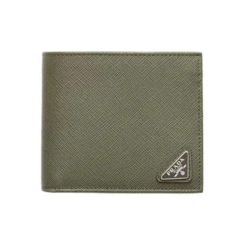 PRADA Saffiano Телячья кожа Кошелек Мужской Оливково-зеленый
