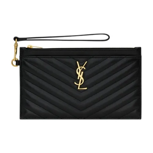 SAINT LAURENT Cassandre Sheepskin Handbag Clutch Large Women's Black