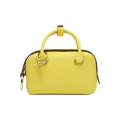 Delvau Cool Bo Мягкий с рельефом Телячья кожа Сумка через плечо Сумка Нано Женская Желтая