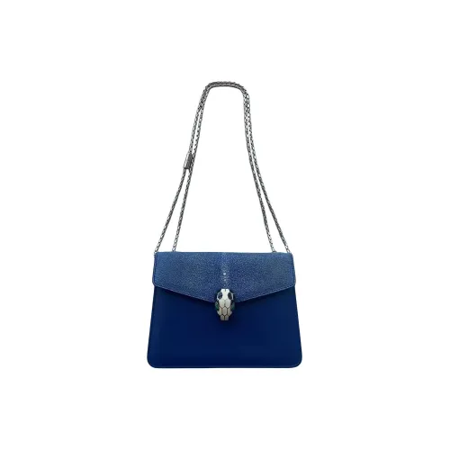 BVLGARI Кожа Galuchat Сумка Сумка через плечо Женская Deep Электрический синий