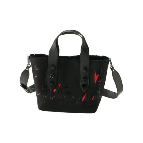 CL LUBOTING Холст Телячья кожа Тоут Сумка Сумка для покупок Сумка через плечо Сумка Маленькая Унисекс Черная