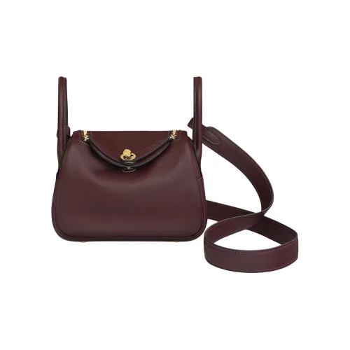 HERMES Lindy Swift Кожа Сумка Сумка через плечо Сумка через плечо Мини Женская Седло Красный Сапфирово-синий