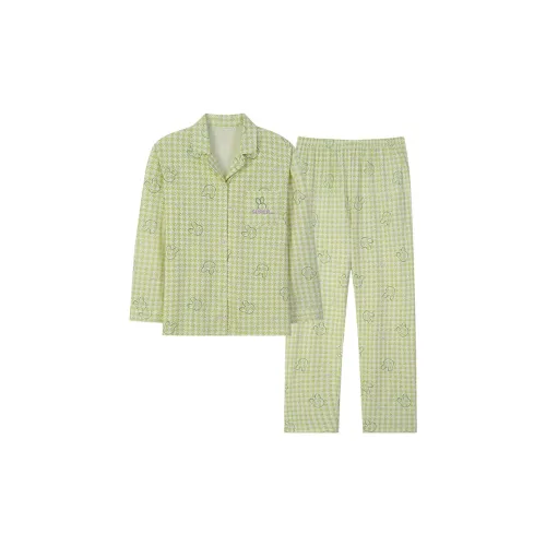 Sha Qian Пижамный комплект Весенний и Осенний для женщин цвет горчичный зеленый