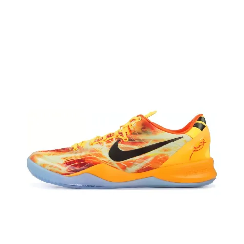 Nike Kobe 8 Шанхай Fireworks Противоскользящий Низкий Топ Баскетбольные Кроссовки Мужской Желтый