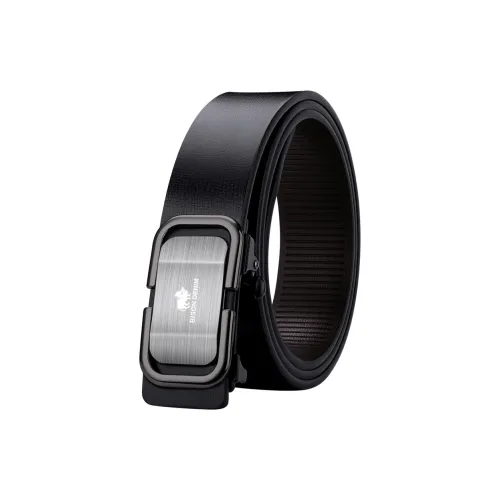 BISON DENIM Бизнес Без Зуб Пряжка Спилок Коровья Кожа Ремни Мужской Черный