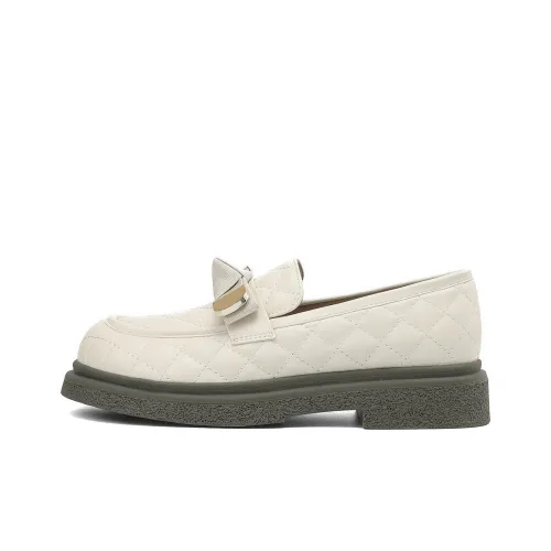 JOSINY Лоферы 4CM Женские Экрю Черный