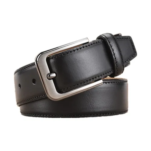 NOMK Ремни из крупнозернистой текстуры коровьей кожи Мужской Черный Темно-коричневый Желто-коричневый 3,3 см