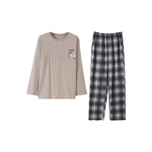 WOLFSFUL Пижамный комплект Мужской Абрикос Серый