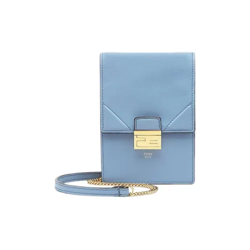FENDI Kan U Чехол для телефона из телячьей кожи и овечьей кожи сумка через плечо мини унисекс синий