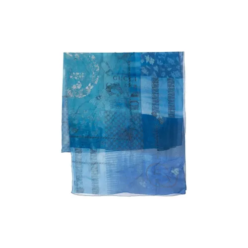 GUCCI Шелковые шарфы Женские Синий