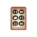 Отпечаток пальца - Бесплатно - Коричневый кожаный материал из микрофибры + Сенсорный экран [Шесть слотов для часов]