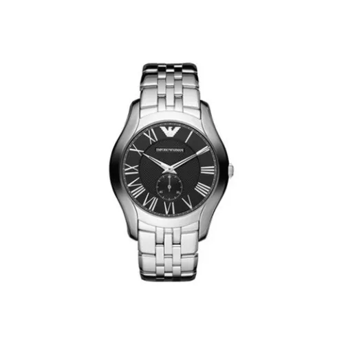 EMPORIO ARMANI THREE Eye Хронограф Наручные часы Кварцевый механизм Ремешок из нержавеющей стали Черный циферблат Мужские часы