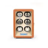 (Новый улучшенный отпечаток пальца замок версия) Коричневый микрофибра кожа + сенсорный экран [шесть слотов для часов]