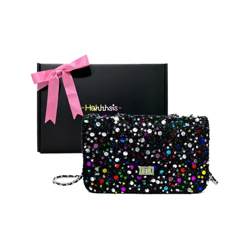 Hahhhsis Полиэстер Блестки Сумка Сумка с цепочкой Сумка через плечо Сумка на плечо Женская Черная