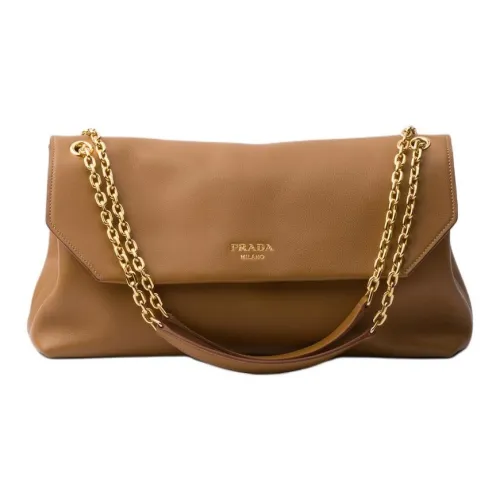 PRADA Dou Кожа Сумка через плечо Сумка на плечо Большая Женская Карамель