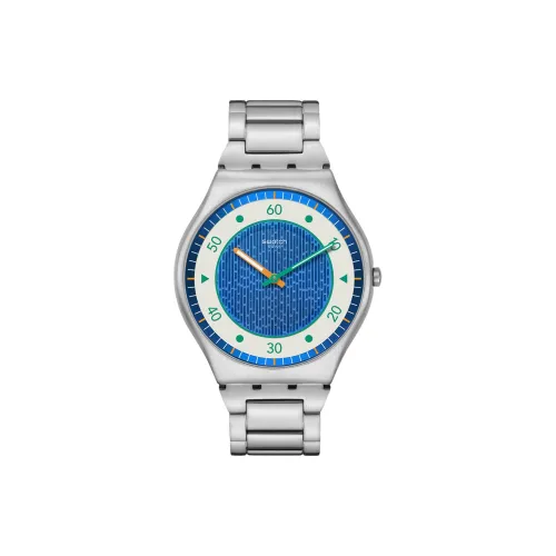 Swatch Quartz Механизм Унисекс Часы 42 мм Синий Циферблат Корпус из Нержавеющей Стали Ремешок из Нержавеющей Стали SS07S143G