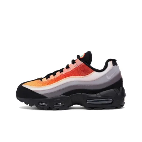 Nike Air Max 95 Устойчивый к истиранию Дышащие Низкие Беговые кроссовки Мужские Черные Красные