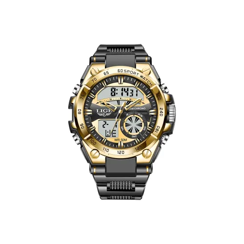LIGE Кварцевый механизм силиконовый ремешок мужские часы черный циферблат модель LG8971