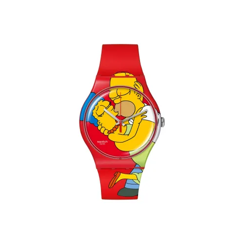 Swatch Quartz Механизм Унисекс Часы 41 мм Красный Циферблат Часы Пластиковый Корпус Часы Силиконовый Ремешок SO29Z120