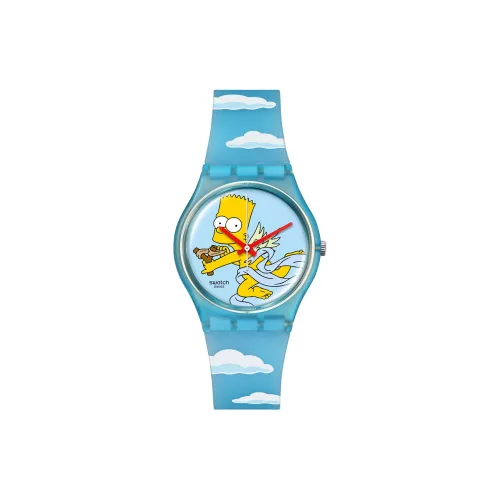 Swatch Quartz Механизм Унисекс Часы 34 мм Синий Циферблат Пластиковый Корпус Часы Силиконовый Ремешок SO28Z115