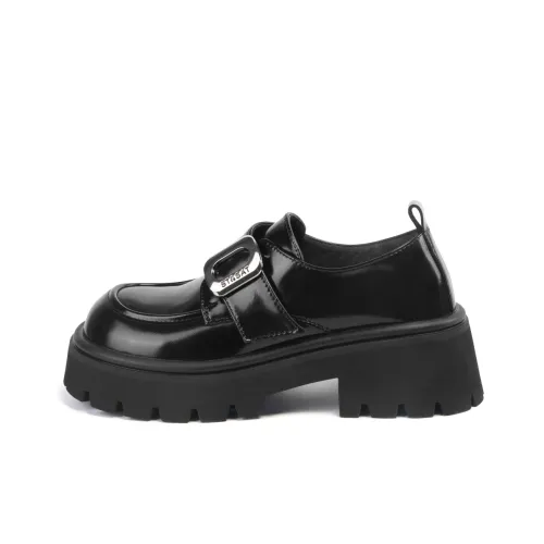 ST SAT Лоферы Кожаные туфли Средний каблук 5,5 см Женские Черные 2024 Весенний Летний Новинка