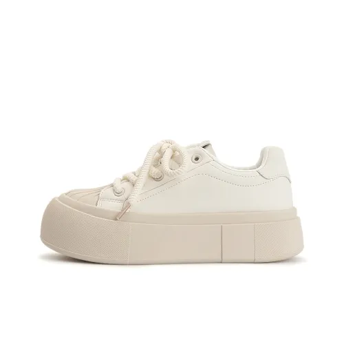 Miss Zhang Амортизация Дышащий Увеличение Высоты Низкие Кроссовки для Скейтбординга 4CM Женские Бежевые