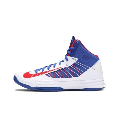 Nike Hyperdunk 2012 Амортизация Износостойкие Высокие Баскетбольные Кроссовки Мужские Белые и Синие