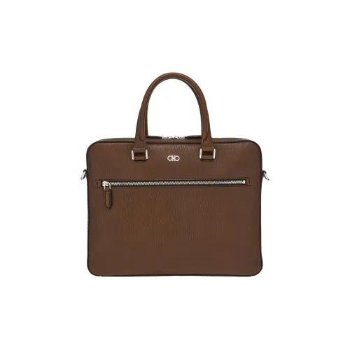 FERRAGAMO GANCINI Hammered Текстура Телячья кожа Бизнес Доска Сумка Мужская Коричневая