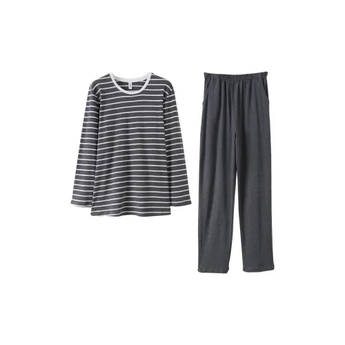 WOLFSFUL Пижамный комплект Мужской Серый с полосами